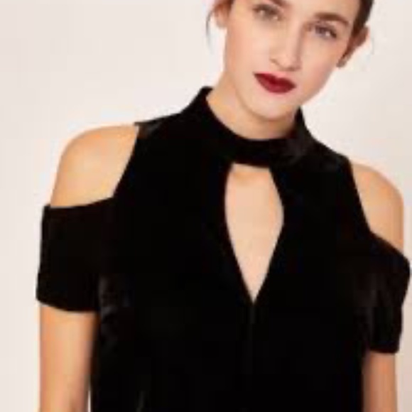 Armani Exchange Velvet Cold Shoulder Cutout Dress - Picture 1 of 5